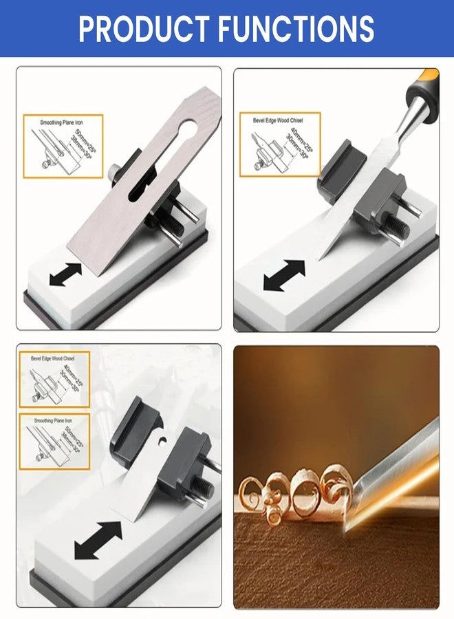 Serplex أداة شحذ إزميل Serplex® للإزميل من 1/4 إلى 2 بوصة وشفرات المسحاج من 1-3/8 إلى 3-1/8 بوصة، دليل شحذ بزاوية قابلة للتعديل ودقة عالية لأدوات النحت والنجارة، قطعتان - Image 5